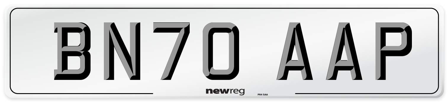 BN70 AAP Front Number Plate