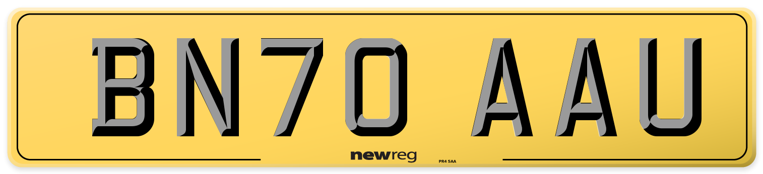 BN70 AAU Rear Number Plate