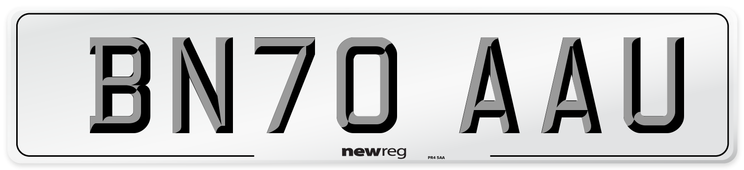 BN70 AAU Front Number Plate