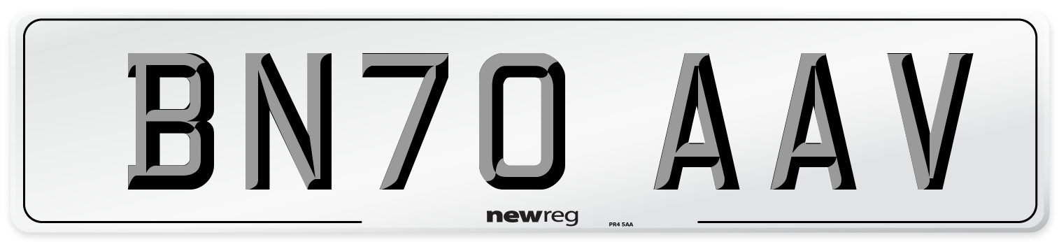 BN70 AAV Front Number Plate