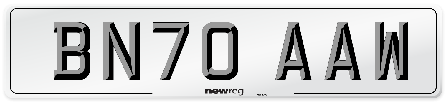BN70 AAW Front Number Plate
