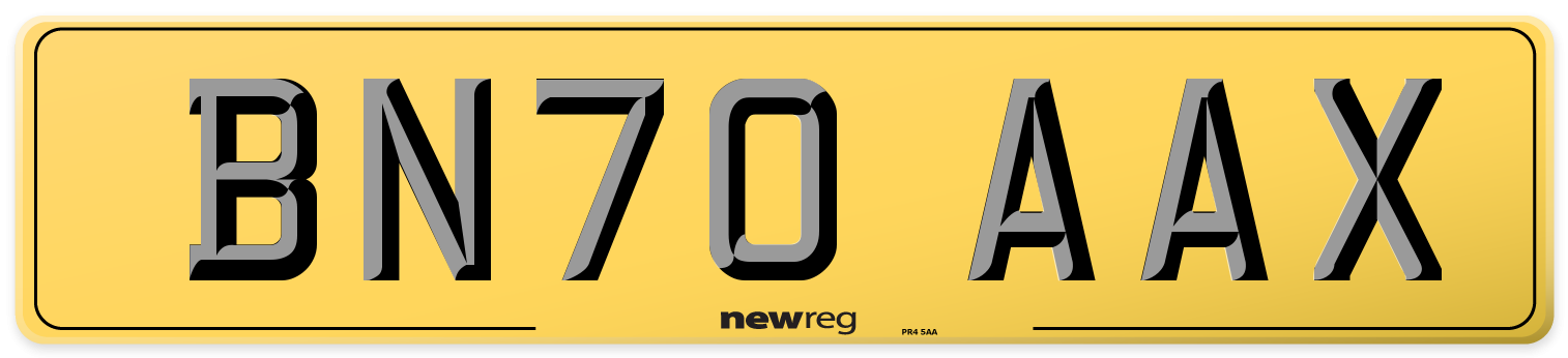 BN70 AAX Rear Number Plate