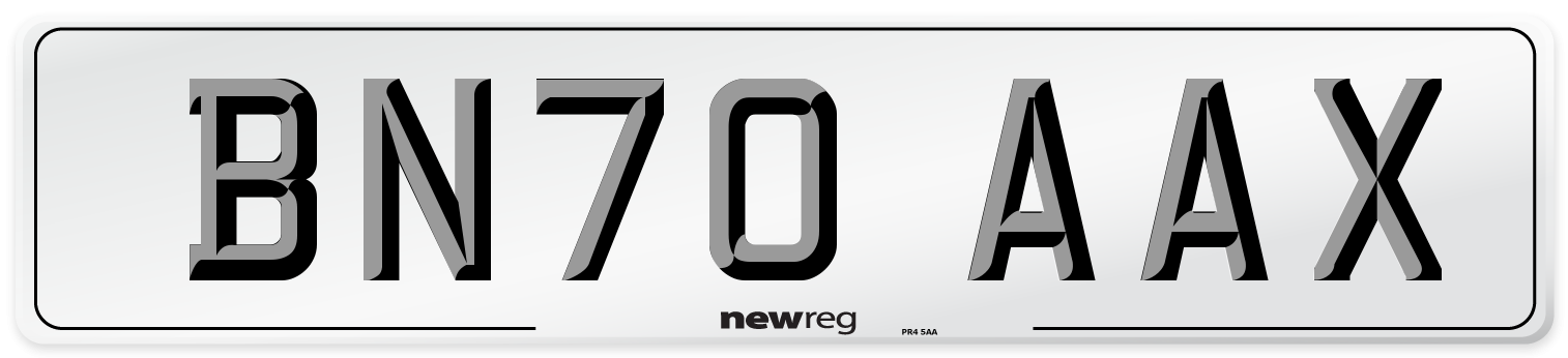 BN70 AAX Front Number Plate