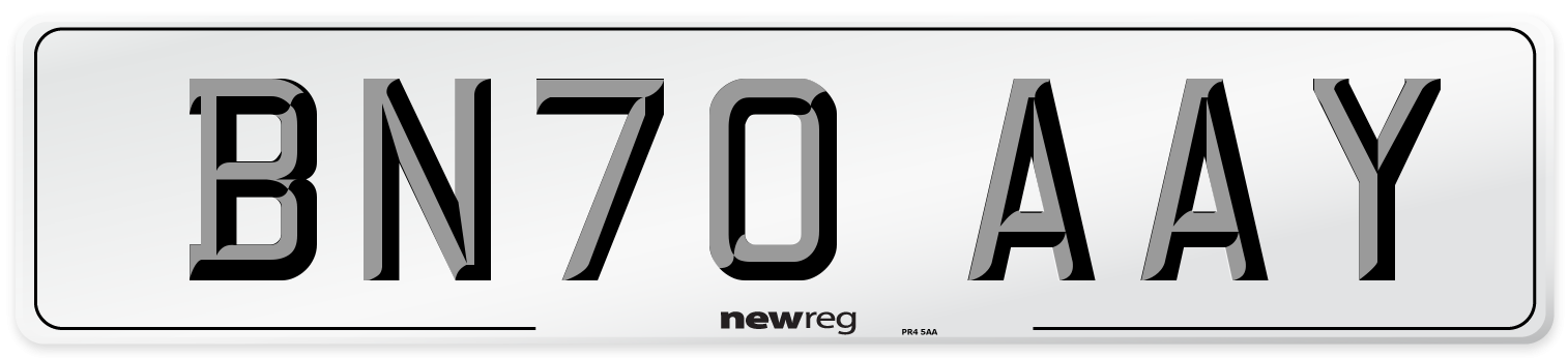 BN70 AAY Front Number Plate