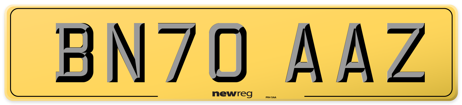 BN70 AAZ Rear Number Plate