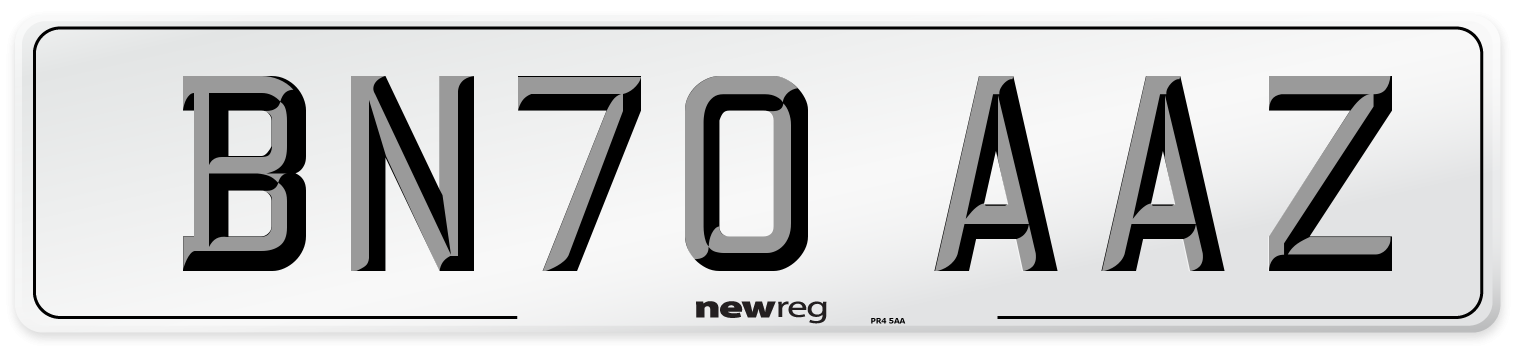 BN70 AAZ Front Number Plate