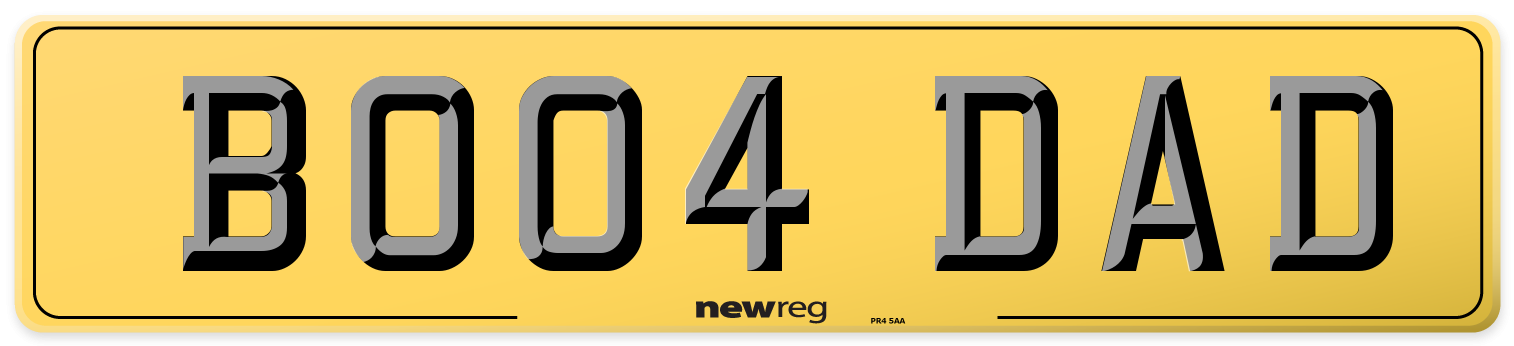BO04 DAD Rear Number Plate