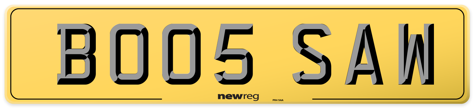 BO05 SAW Rear Number Plate