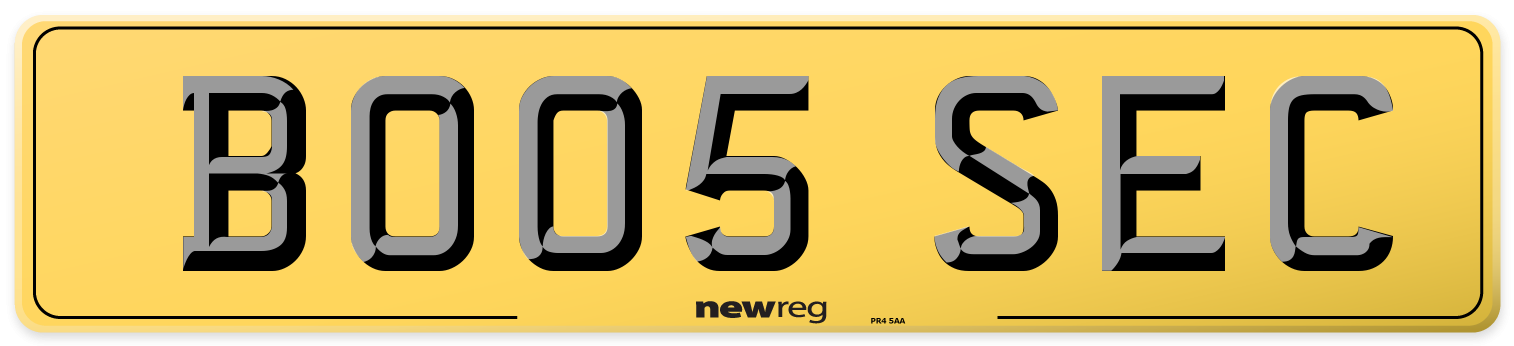 BO05 SEC Rear Number Plate