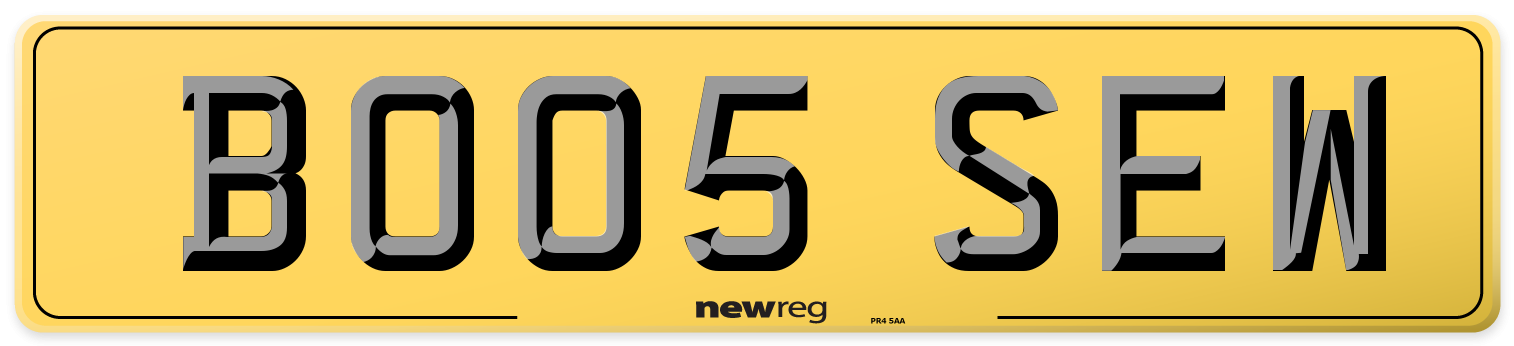 BO05 SEW Rear Number Plate