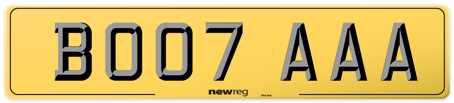 BO07 AAA Rear Number Plate