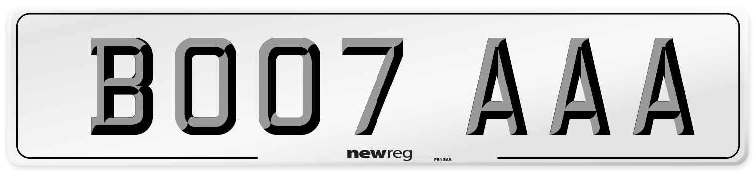 BO07 AAA Front Number Plate