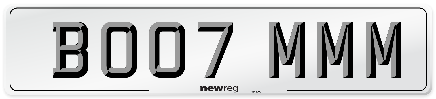 BO07 MMM Front Number Plate