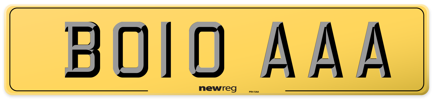 BO10 AAA Rear Number Plate