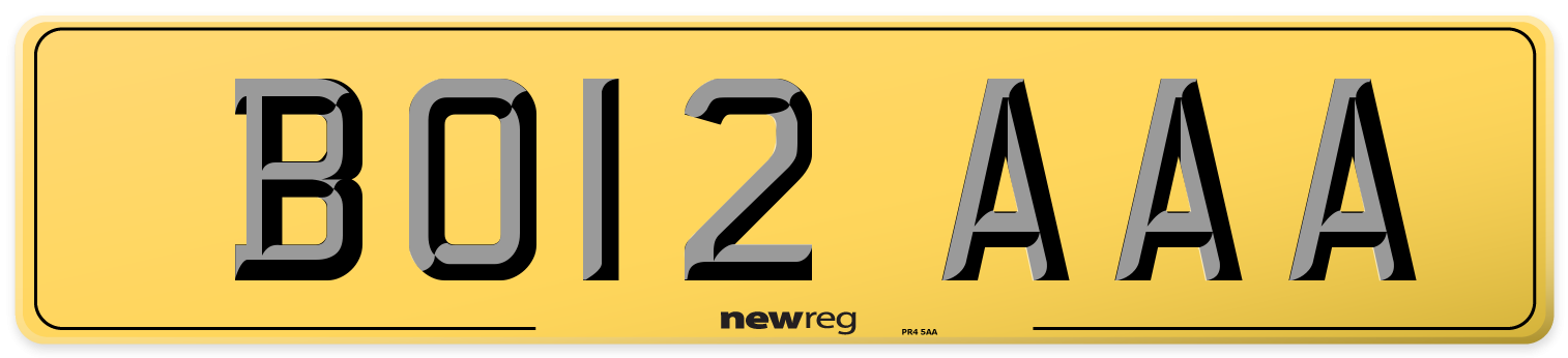 BO12 AAA Rear Number Plate