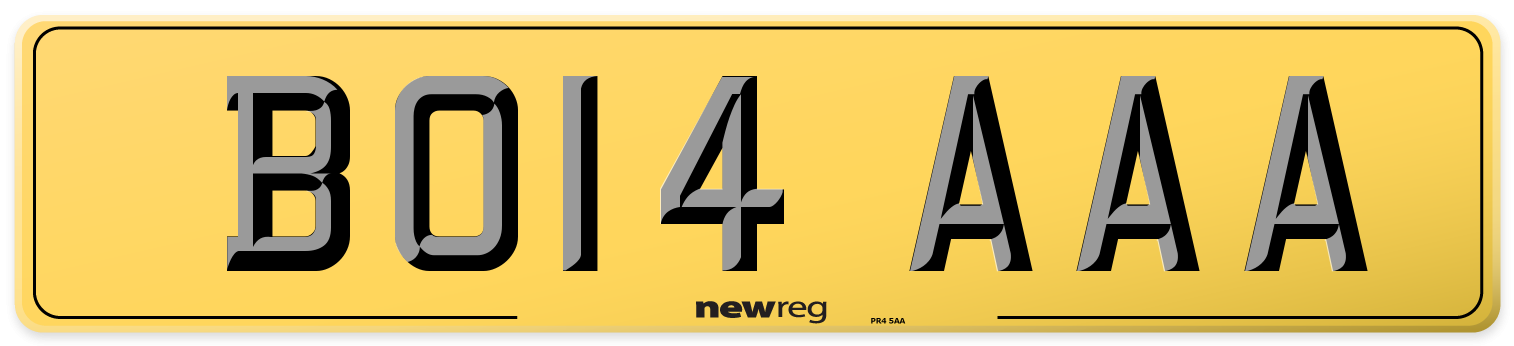 BO14 AAA Rear Number Plate