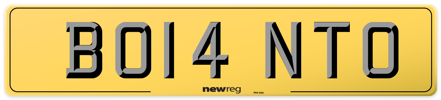 BO14 NTO Rear Number Plate