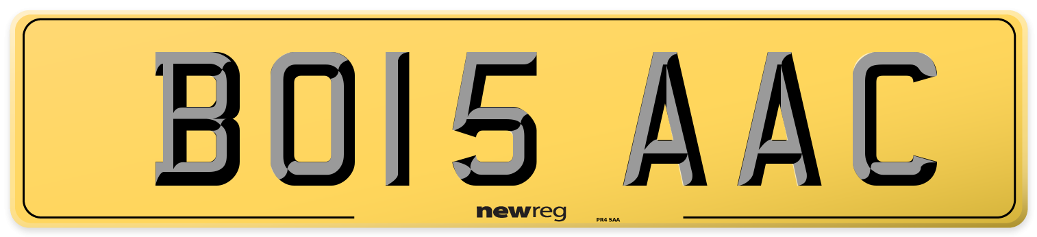 BO15 AAC Rear Number Plate
