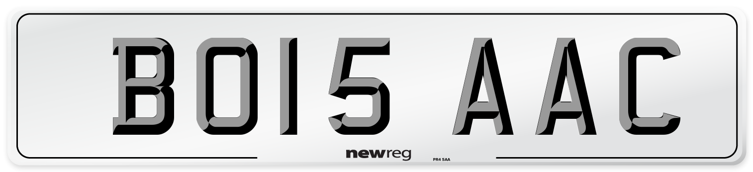 BO15 AAC Front Number Plate