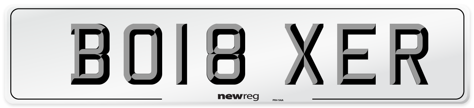 BO18 XER Front Number Plate