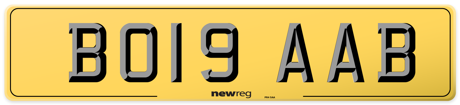 BO19 AAB Rear Number Plate
