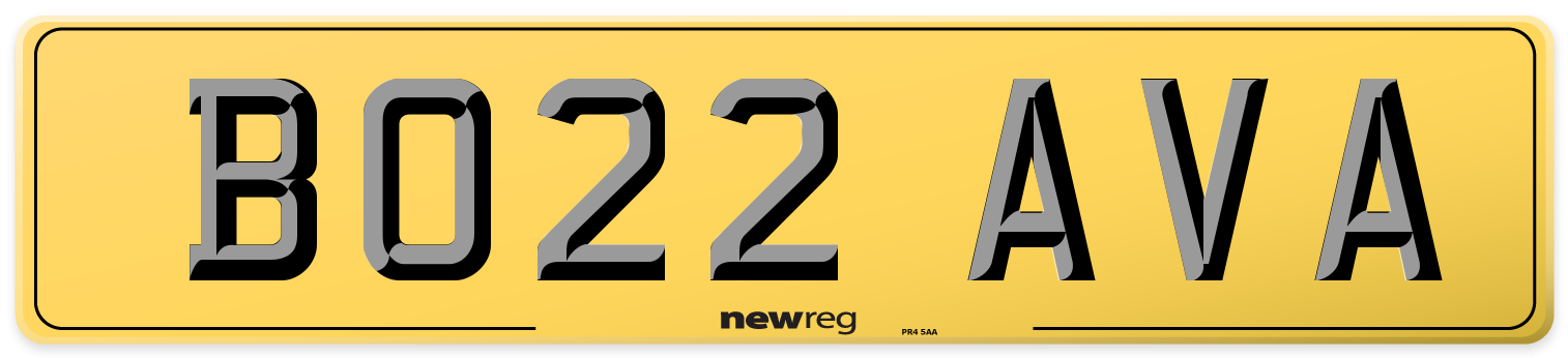 BO22 AVA Rear Number Plate