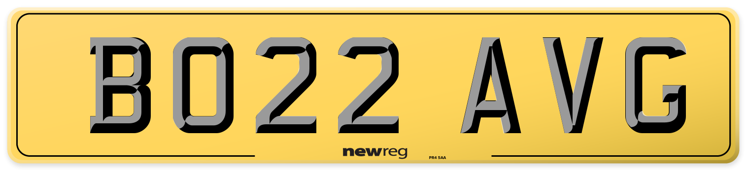 BO22 AVG Rear Number Plate