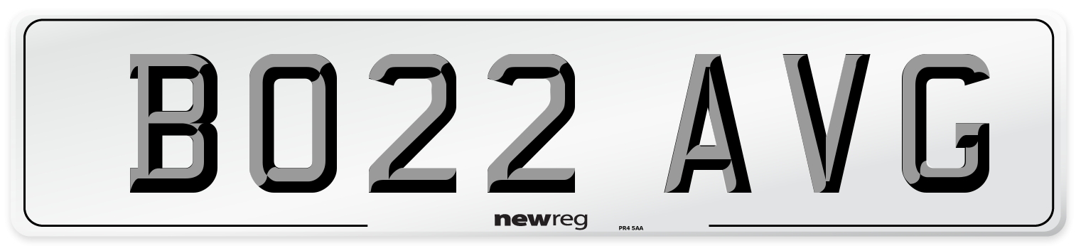 BO22 AVG Front Number Plate