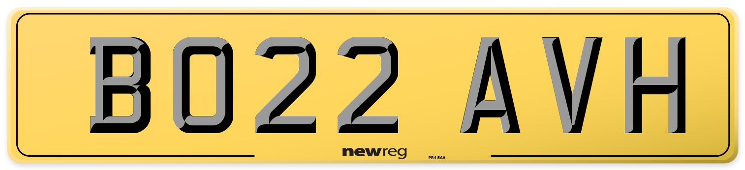 BO22 AVH Rear Number Plate