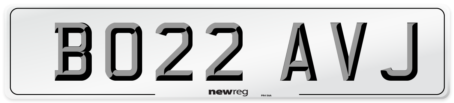 BO22 AVJ Front Number Plate