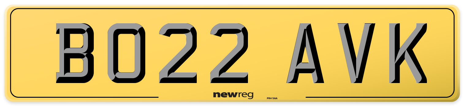 BO22 AVK Rear Number Plate