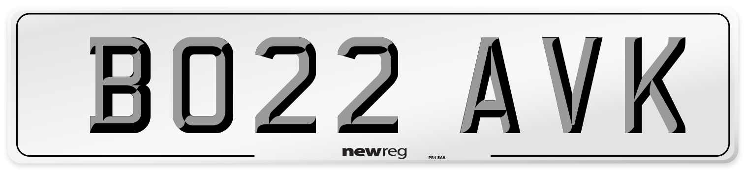 BO22 AVK Front Number Plate