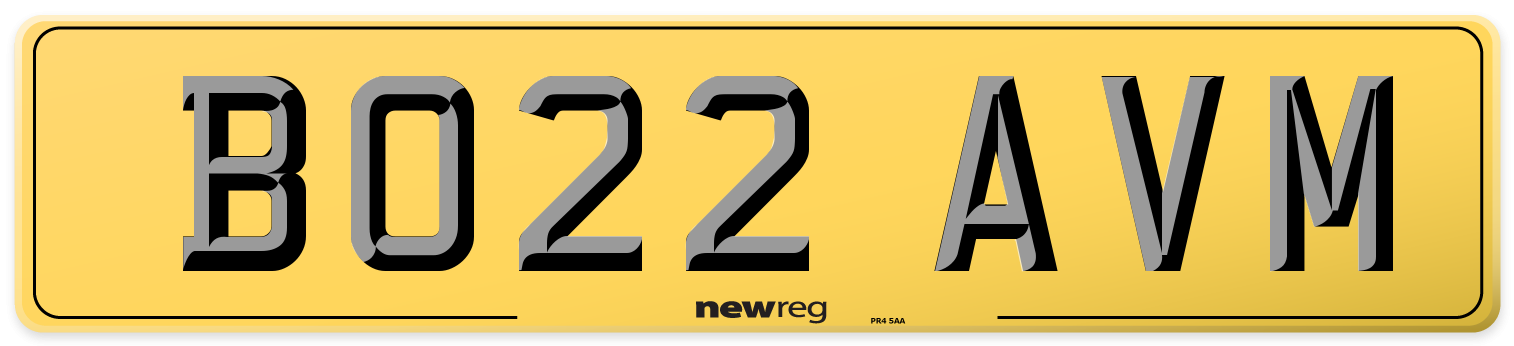 BO22 AVM Rear Number Plate