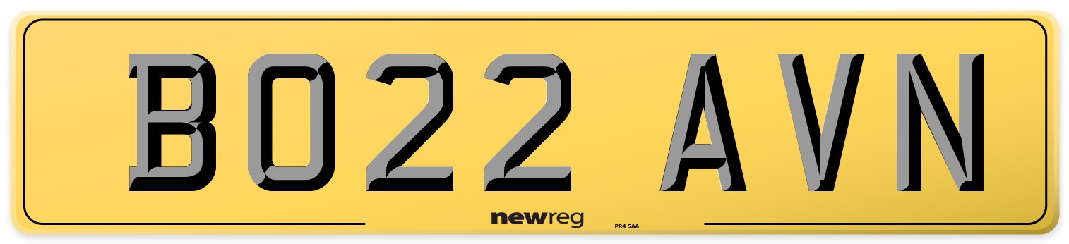 BO22 AVN Rear Number Plate