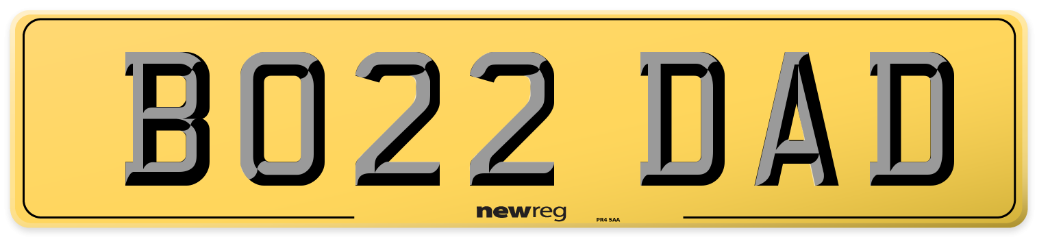 BO22 DAD Rear Number Plate