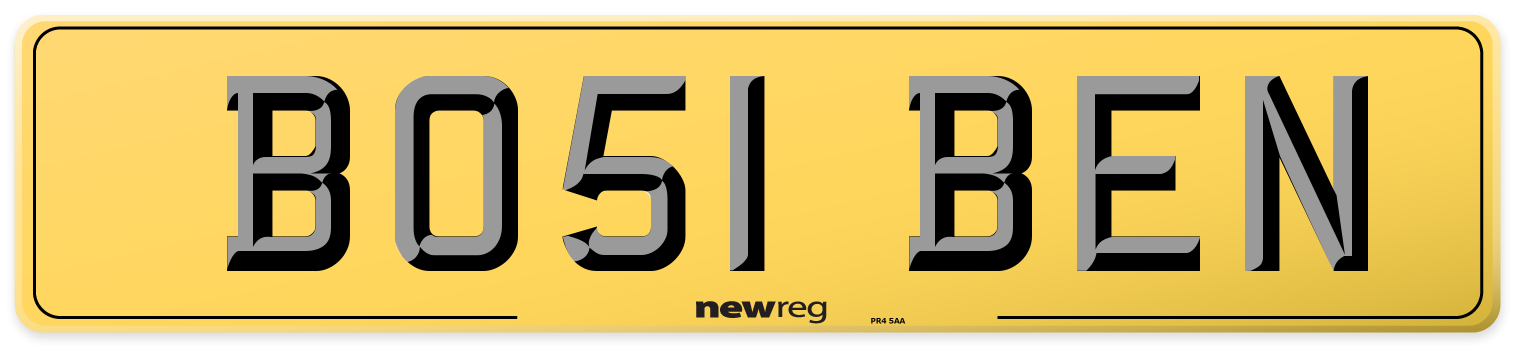BO51 BEN Rear Number Plate