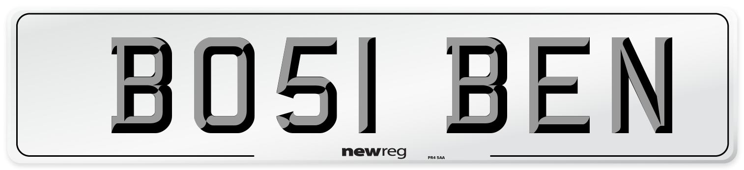 BO51 BEN Front Number Plate