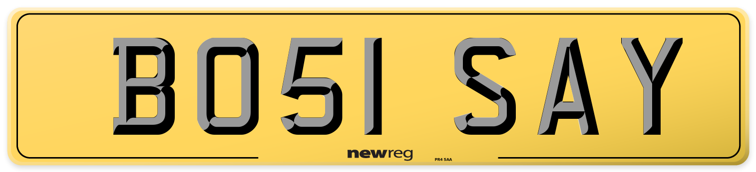 BO51 SAY Rear Number Plate