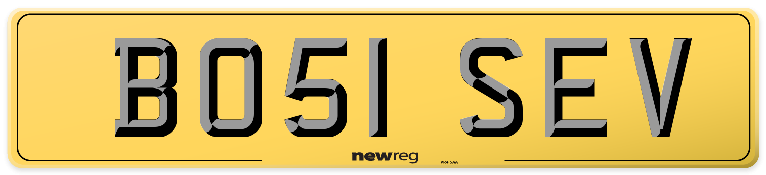 BO51 SEV Rear Number Plate