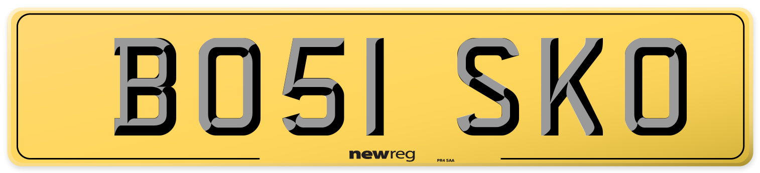 BO51 SKO Rear Number Plate