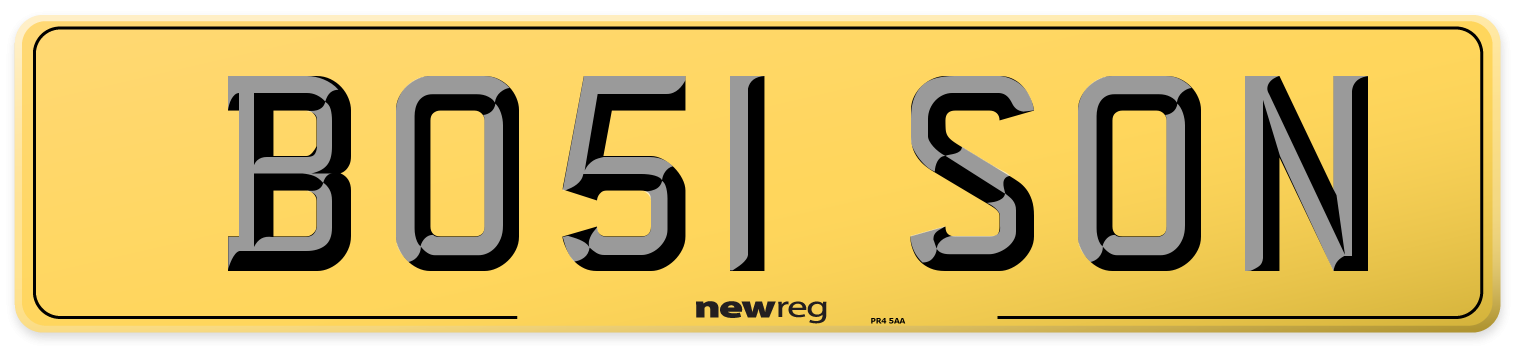 BO51 SON Rear Number Plate