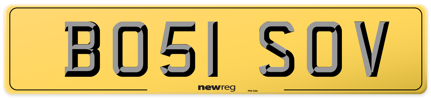 BO51 SOV Rear Number Plate