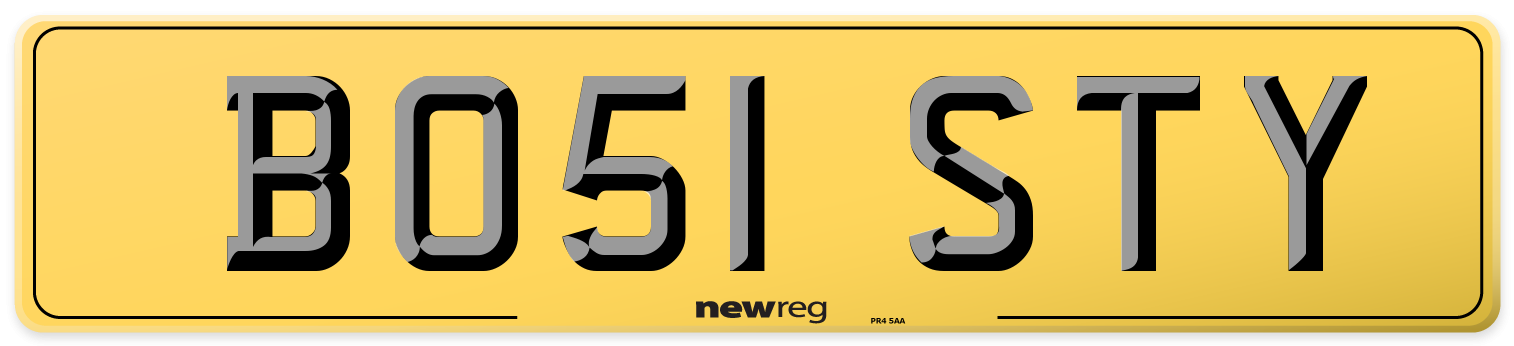 BO51 STY Rear Number Plate