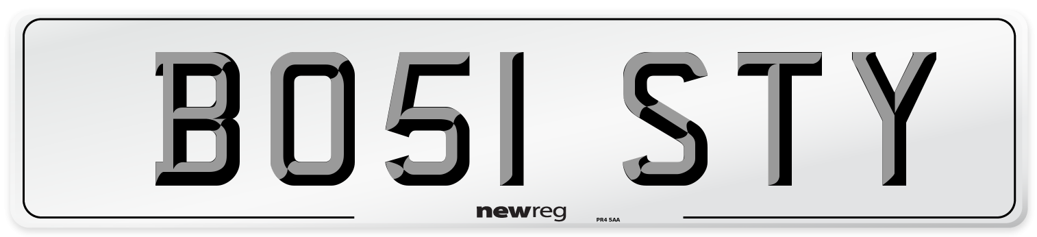 BO51 STY Front Number Plate