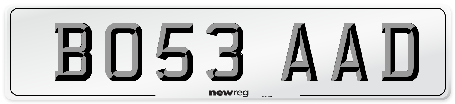 BO53 AAD Front Number Plate