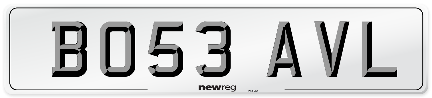BO53 AVL Front Number Plate