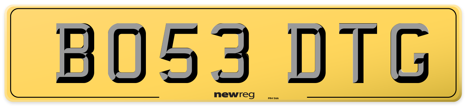 BO53 DTG Rear Number Plate