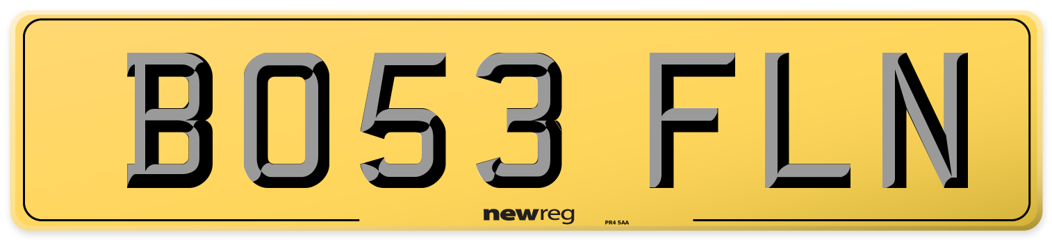 BO53 FLN Rear Number Plate