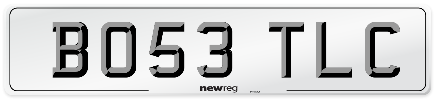 BO53 TLC Front Number Plate