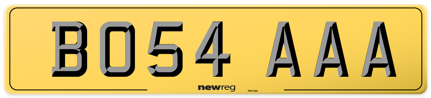 BO54 AAA Rear Number Plate